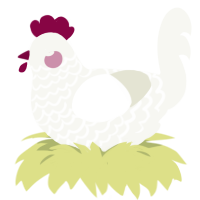 A white chicken with a lace pattern