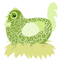 Matcha, a chartreuse and apple chicken with a double-lace pattern