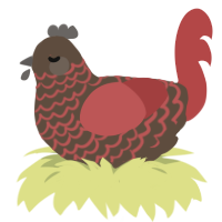 lingonberry turd, a bark and red chicken with a lace pattern