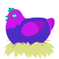 A indigo and amethyst chicken with a head pattern