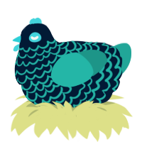 A tumblr and turquoise chicken with a lace pattern