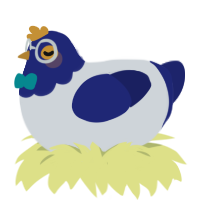 dr peeper, a mist and navy chicken with a head pattern