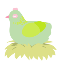 A gluppy and lime chicken with a neck-speckle pattern