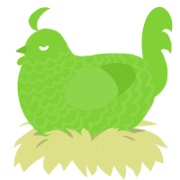 A grass chicken with a lace pattern