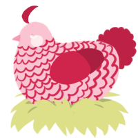 Rose Puff, a rose and crimson chicken with a lace pattern