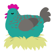 A turquoise and grey chicken with a half-lace pattern