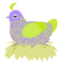Precious Algae, a lilac and lime chicken with a double-lace pattern