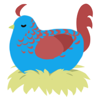 A sky and red chicken with a half-lace pattern