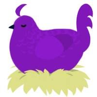 A violet chicken with a half-lace pattern