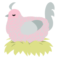 A rose and silver chicken with a double-lace pattern