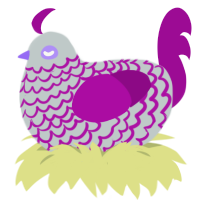 A silver and plum chicken with a lace pattern