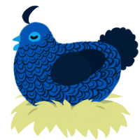A ultramarine and tumblr chicken with a double-lace pattern