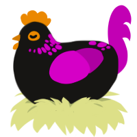 A sable and plum chicken with a neck-speckle pattern