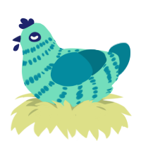 Delta, a mint and sea chicken with a bar pattern