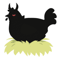 A black chicken with a lace pattern