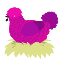 A fuchsia and plum chicken with a lace pattern