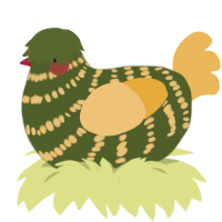 A olive and honey chicken with a bar pattern