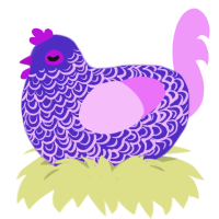 A indigo and lavender chicken with a double-lace pattern