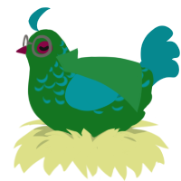 A leaf and teal chicken with a half-lace pattern