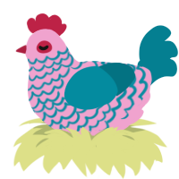 A pink and sea chicken with a lace pattern