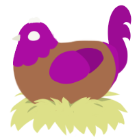 A brown and plum chicken with a head pattern