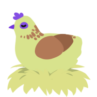 Kiwi, a lemon and brown chicken with a neck-speckle pattern