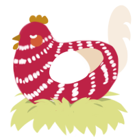 (unnamed), a crimson and cream chicken with a bar pattern