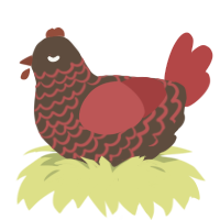 A bark and red chicken with a lace pattern