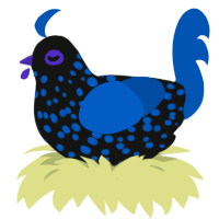 (unnamed), a black and ultramarine chicken with a speckle pattern