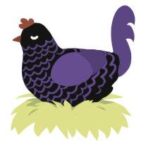 A black and overcast chicken with a lace pattern