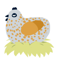 Chex, a mist and orange chicken with a speckle pattern
