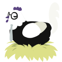 A black and white chicken with a head pattern