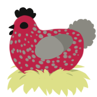 (unnamed), a crimson and ash chicken with a speckle pattern