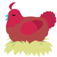 A red and crimson chicken with a head pattern