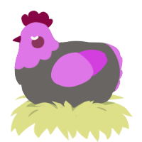 A grey and orchid chicken with a head pattern