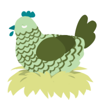 A gluppy and olive chicken with a lace pattern