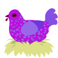 munna parent, a amethyst and blurple chicken with a speckle pattern