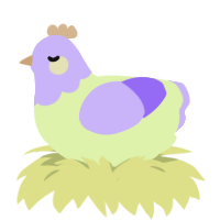 A apple and lilac chicken with a head pattern