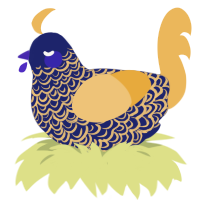 A navy and honey chicken with a double-lace pattern