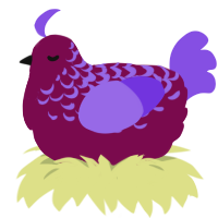 A wine and blurple chicken with a half-lace pattern