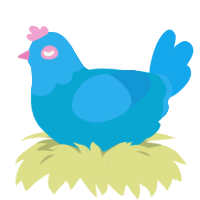 twitter NOT x, a cerulean and sky chicken with a head pattern