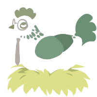 A lavender and viridian chicken with a neck-speckle pattern