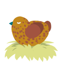 Tiny potat, a ochre and russet chicken with a speckle pattern