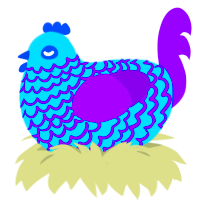 Parfait, a cerulean and violet chicken with a lace pattern