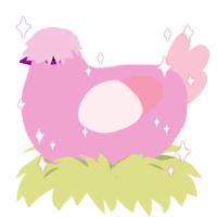meow, a pink and rose chicken