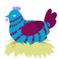 A cerulean and wine chicken with a bar pattern