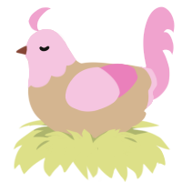 A beige and pink chicken with a head pattern