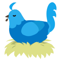 A sapphire and sky chicken with a head pattern