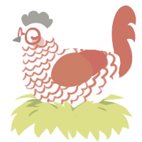A rose and vermilion chicken with a lace pattern