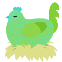 A spring and grass chicken with a double-lace pattern